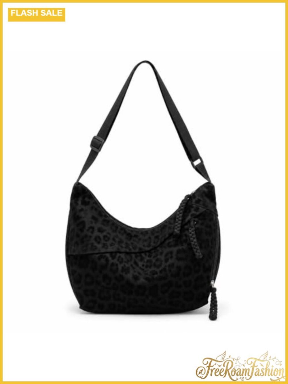 Leopard Print Crescent Hobo Crossbody Bag Adjustable Strap Women